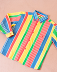 חולצה ארוכה מכופתרת עם פסים צבעוניים | דד סטוק איטלקי | 4-5 שנים