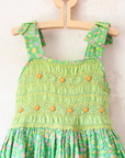 Green floral dress with ruffles and flower embroidery | 11-12 years