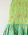 Green floral dress with ruffles and flower embroidery | 11-12 years