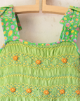Green floral dress with ruffles and flower embroidery | 11-12 years