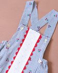 Striped, lace and cherry romper | 6-9 months