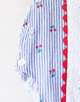 Striped, lace and cherry romper | 6-9 months