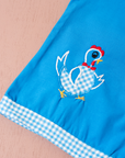 Blue tank top from the sixties with an embroidered rooster | 12-18 months