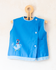 Blue tank top from the sixties with an embroidered rooster | 12-18 months