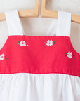 טוניקה ורודה ולבנה עם פרחים רקומים | 2-3 שנים
