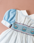 Polka dot dress with ruffles and floral embroidery | 3-4 years