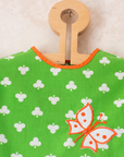 Green shirt with clovers and embroidered butterfly | 12-18 months
