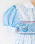 Polka dot dress with ruffles and floral embroidery | 3-4 years