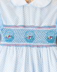 Polka dot dress with ruffles and floral embroidery | 3-4 years