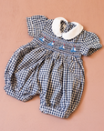 Plaid overall with embroidered sailboats | 3-6 months