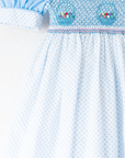 Polka dot dress with ruffles and floral embroidery | 3-4 years