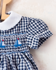 Plaid overall with embroidered sailboats | 3-6 months