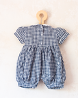 Plaid overall with embroidered sailboats | 3-6 months