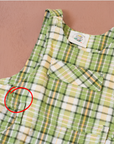 Green checkered overall with a Babar the Elephant embroidery in a parachute | 18-24 months