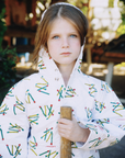 מעיל גשם לבן עם גפרורים | 7-8 שנים