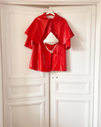 מעיל גשם אדום רחב עם פונצ׳ו | 8-9 שנים