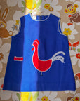 Blue dress with rooster | Deadstock from the Sixties | 9-12 months