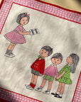 "Singing Together" Pink | Framed Vintage Handkerchief