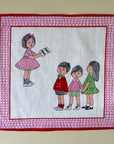 "Singing Together" Pink | Framed Vintage Handkerchief