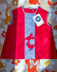 Red dress with mouse | Deadstock from the Sixties | 9-12 months