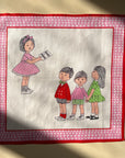 "Singing Together" Pink | Framed Vintage Handkerchief