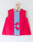 Red dress with mouse | Deadstock from the Sixties | 9-12 months