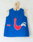 Blue dress with rooster | Deadstock from the Sixties | 9-12 months