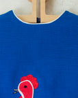 Blue dress with rooster | Deadstock from the Sixties | 9-12 months