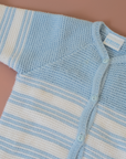Knitted overalls in light blue and white | 6-9 months