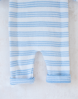 Knitted overalls in light blue and white | 6-9 months