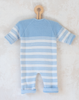 Knitted overalls in light blue and white | 6-9 months