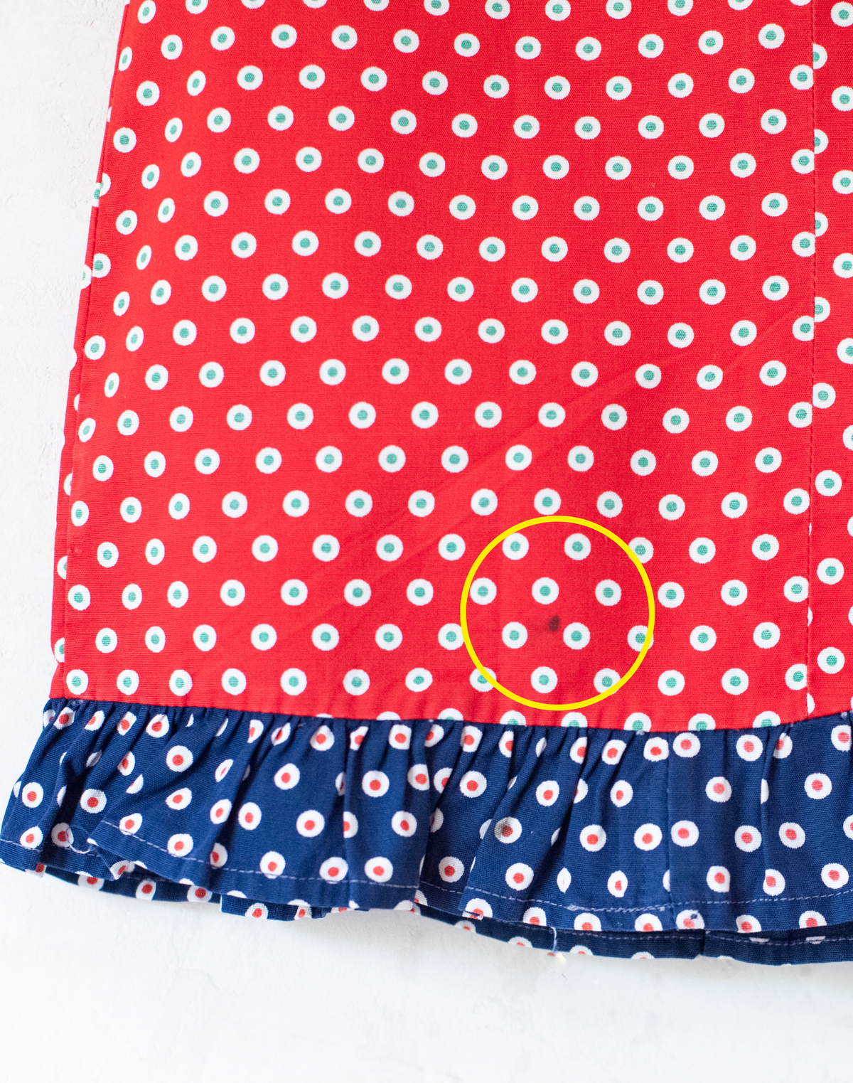 Red and blue polka dot 70s dress | 6-9 months