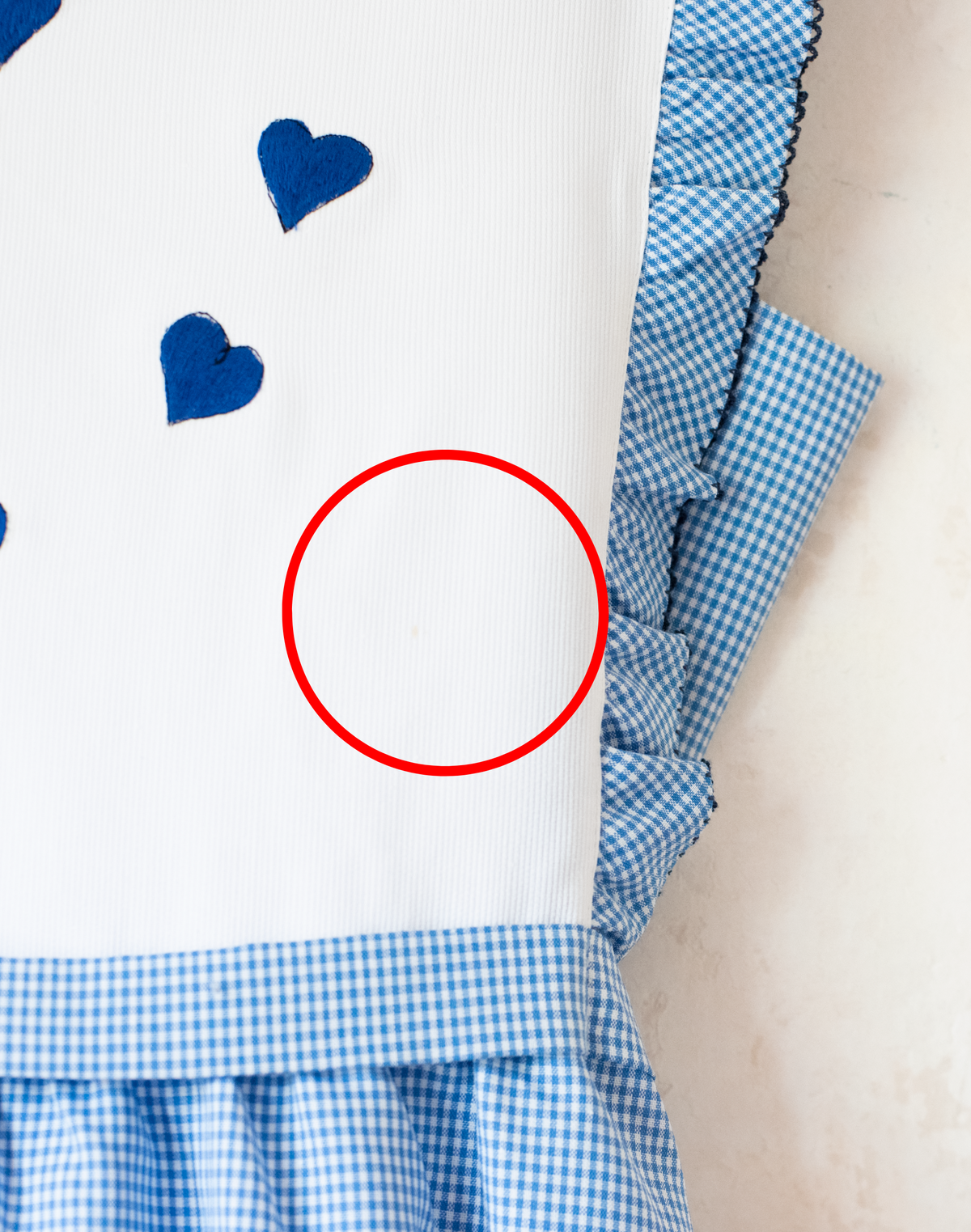 Plaid dress with blue heart embroidery | Spanish Deadstock | 13-14 years