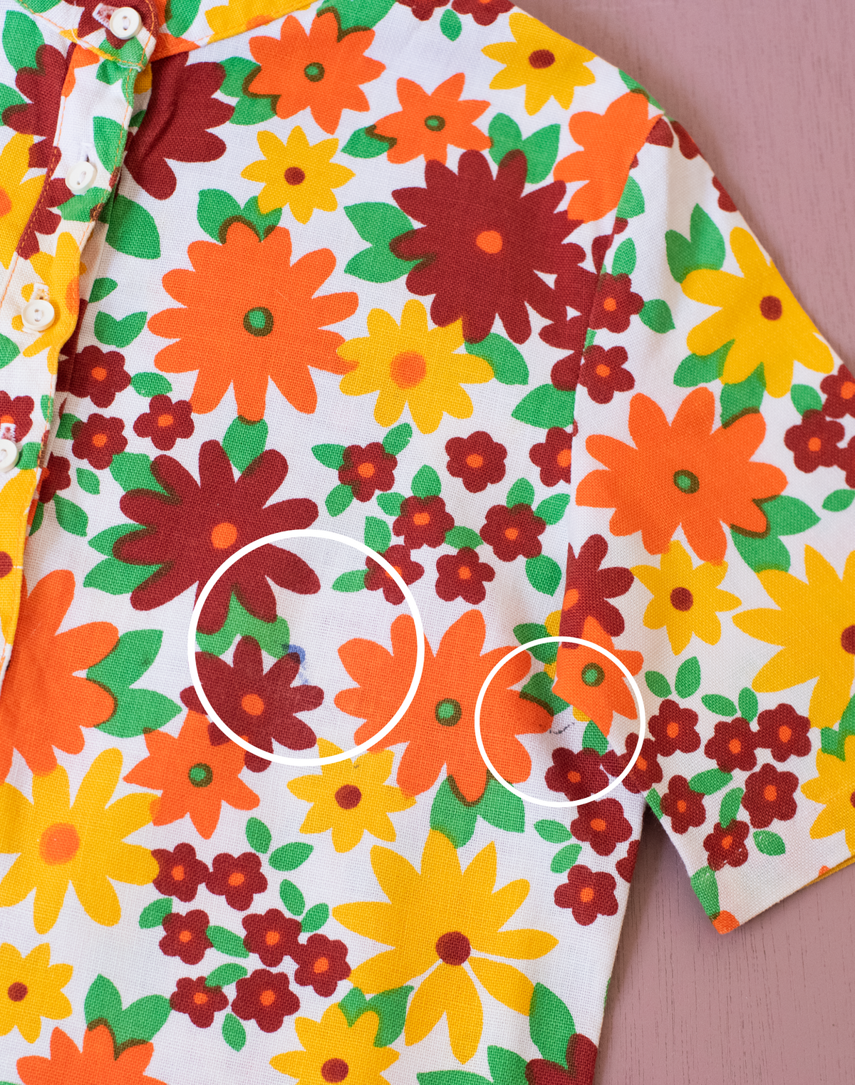 Floral dress in shades of orange from the 70s | 5-6 years