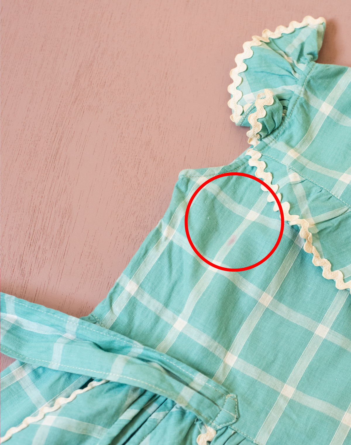 Turquoise plaid dress with ruffles | Deadstock from the 60s | 3-4 years