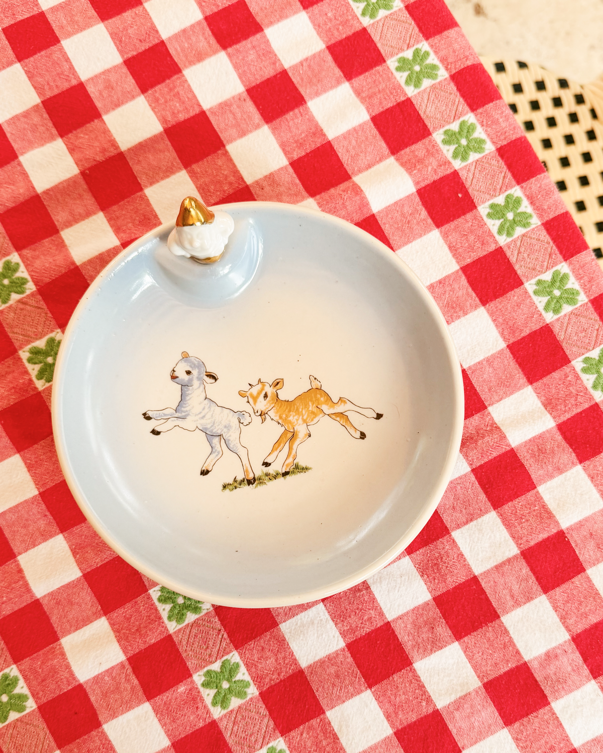 Porcelain porridge bowl | Girl and goat