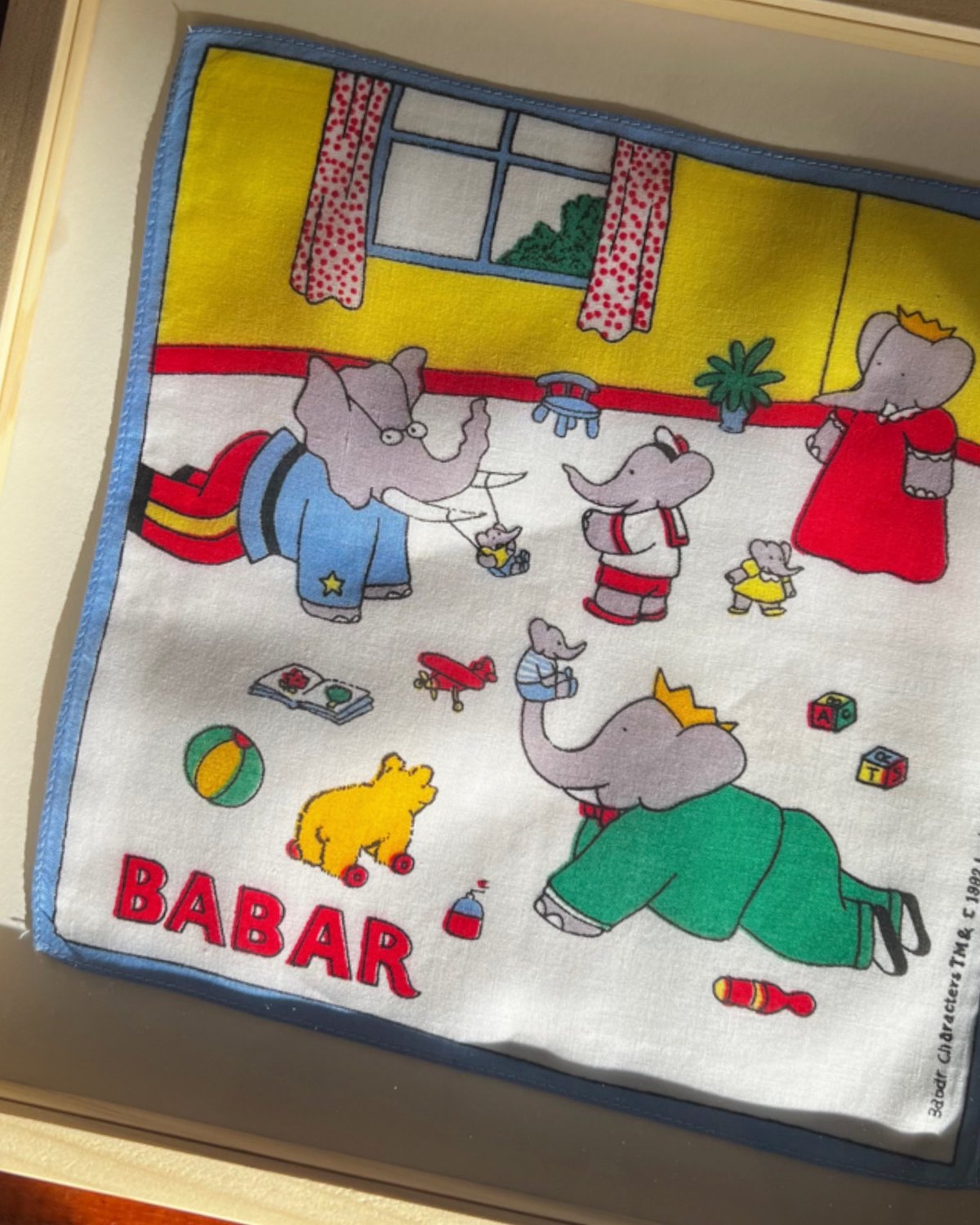 The King at the Bar in the Living Room | Framed Vintage Handkerchief 