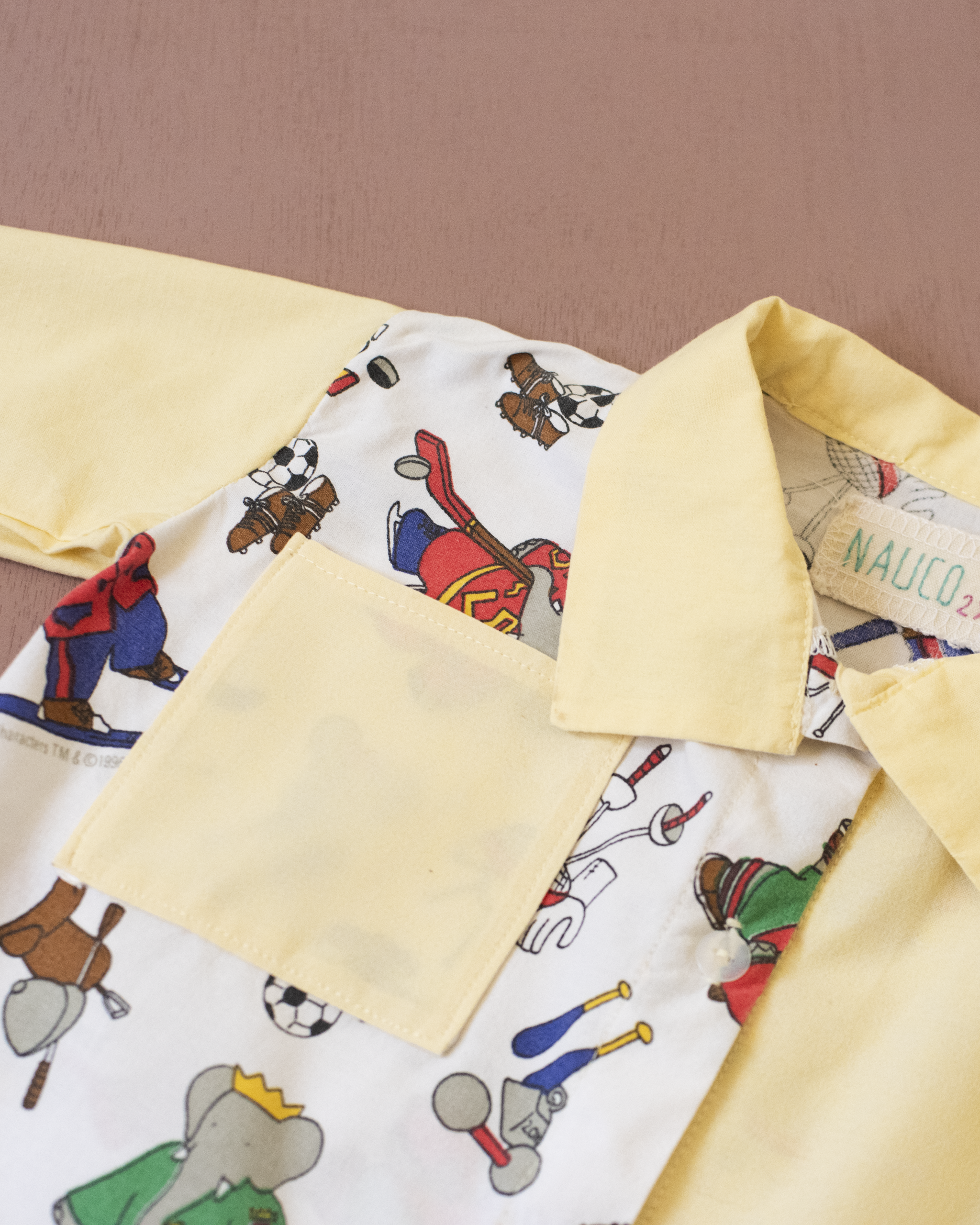 Upcycled shirt with Babar the King | 2-3 years