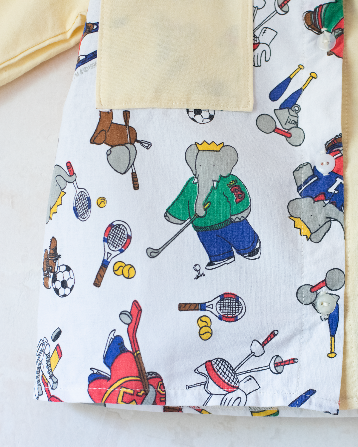 Upcycled shirt with Babar the King | 2-3 years