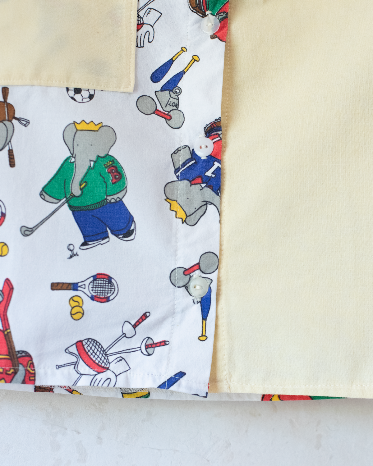 Upcycled shirt with Babar the King | 2-3 years