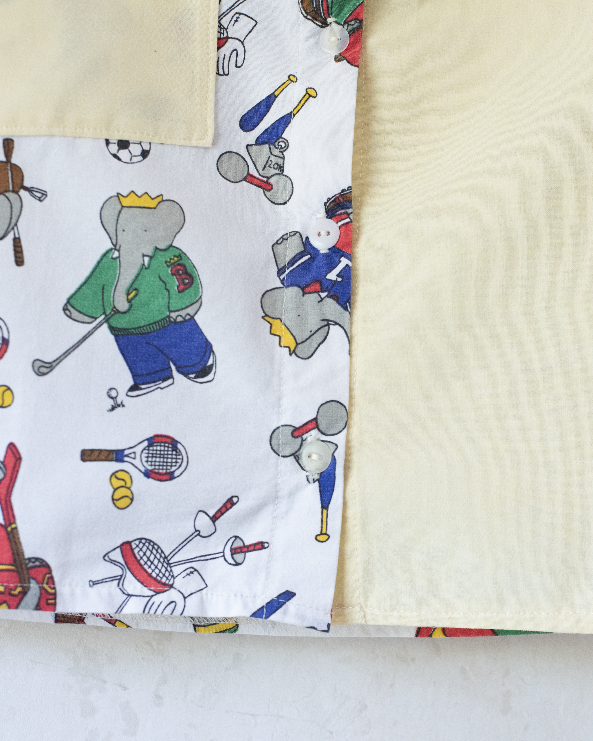 Upcycled shirt with Babar the King | 2-3 years