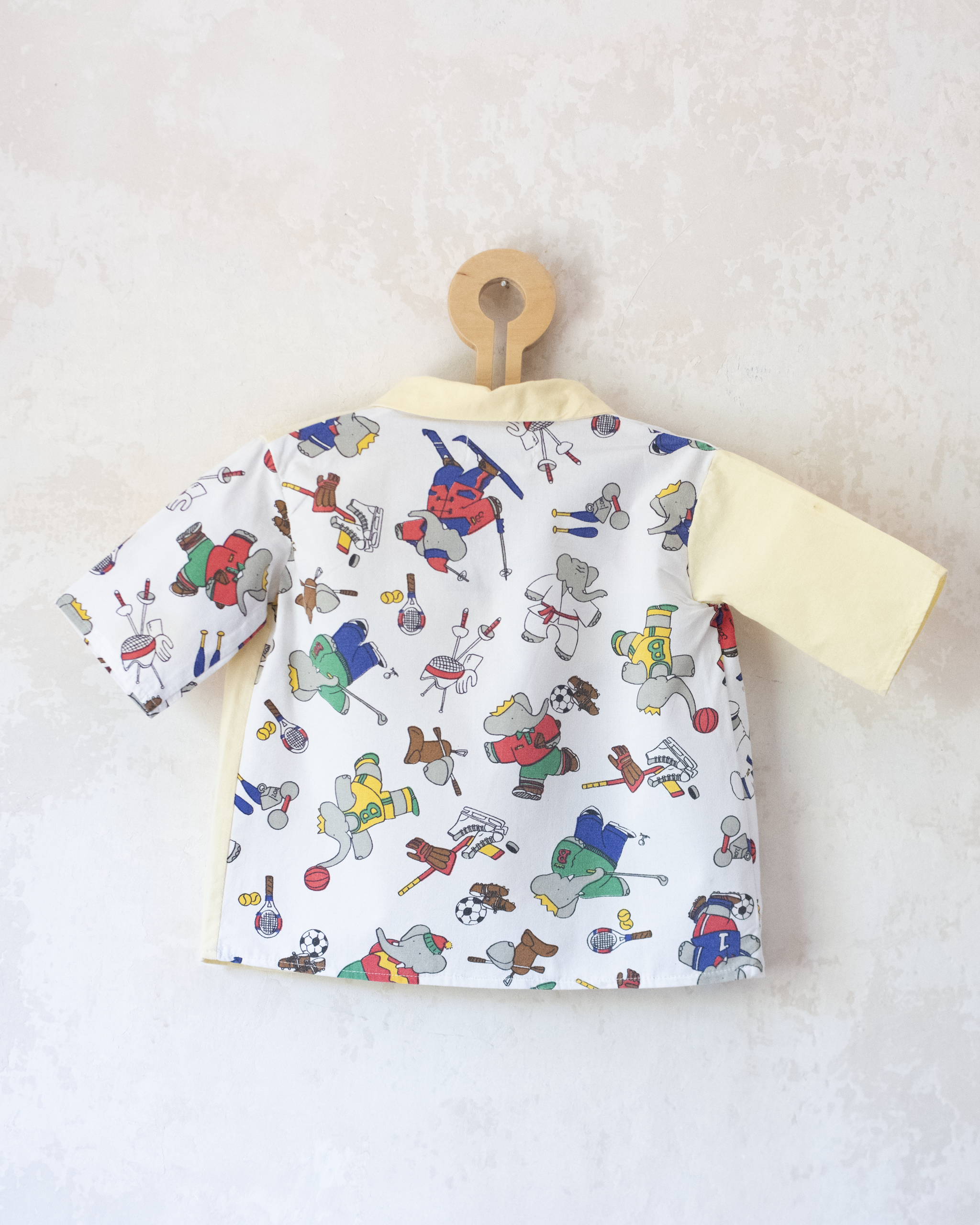 Upcycled shirt with Babar the King | 2-3 years