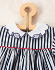 Dress with stripes and fish on the collar | 12-18 months