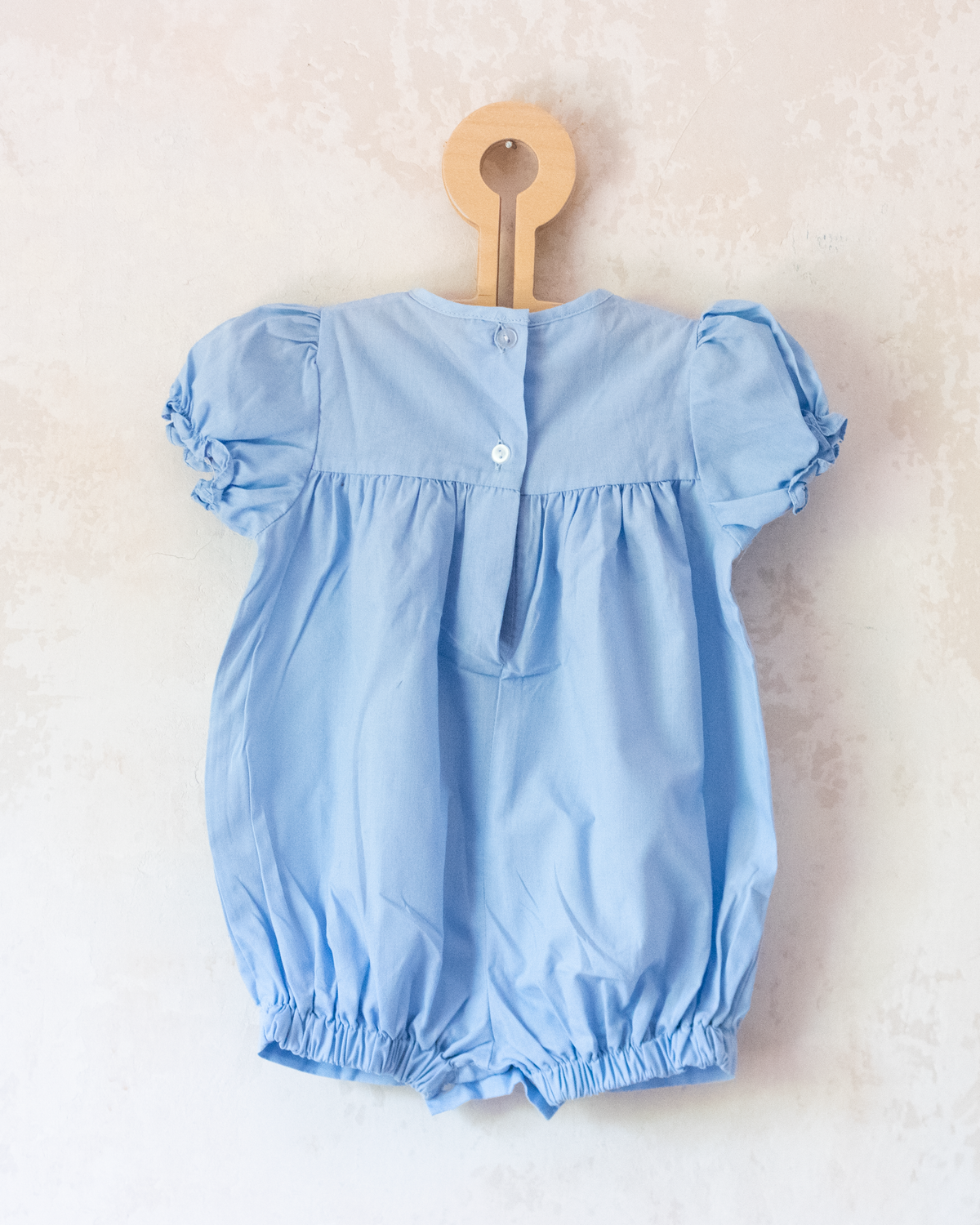 Light blue overalls with embroidered apples | 3-6 months