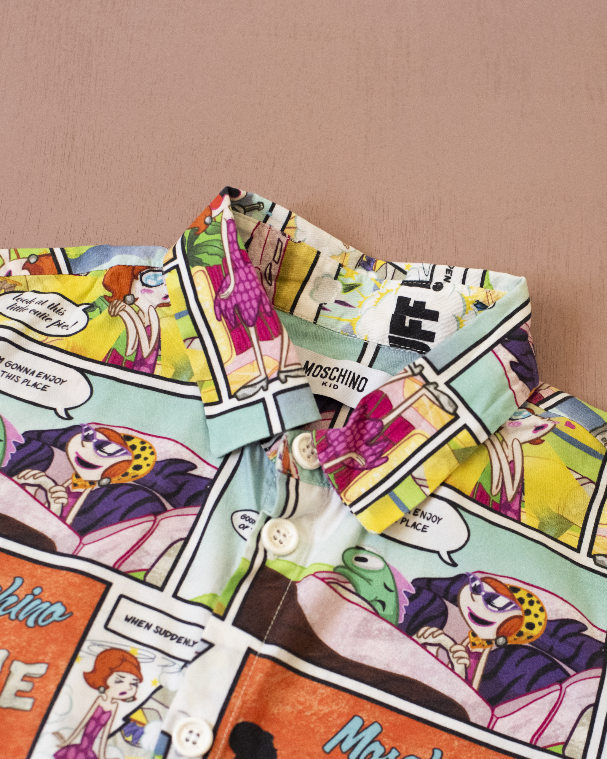 Button-down shirt with Flintstones comic prints | By Moschino | 6-7 years