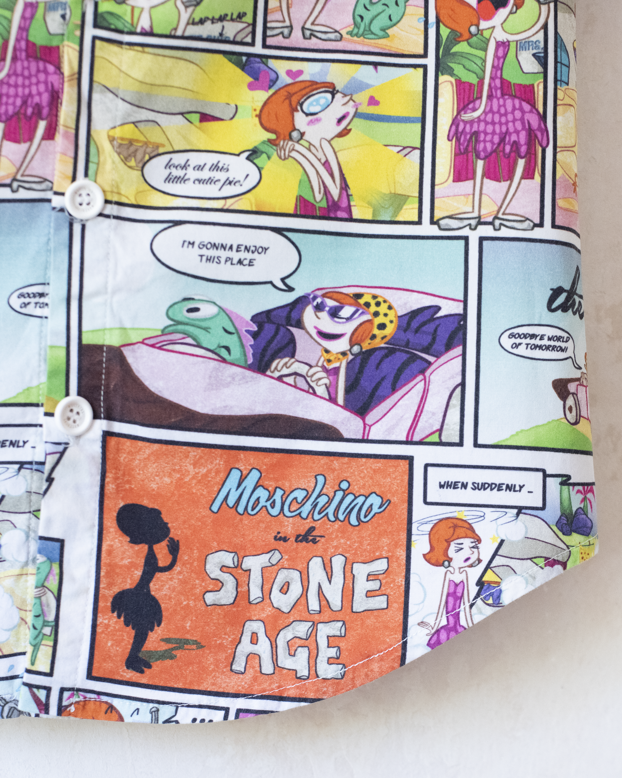 Button-down shirt with Flintstones comic prints | By Moschino | 6-7 years