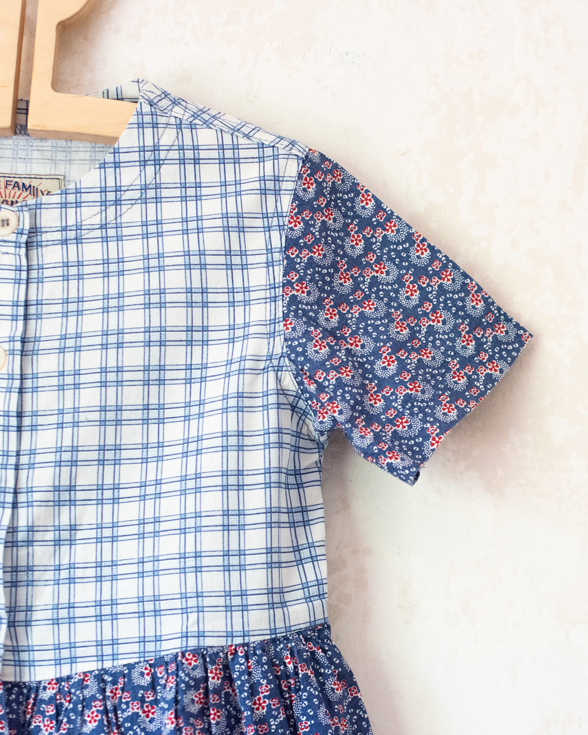 Nineties floral dress with plaid | 4-5 years