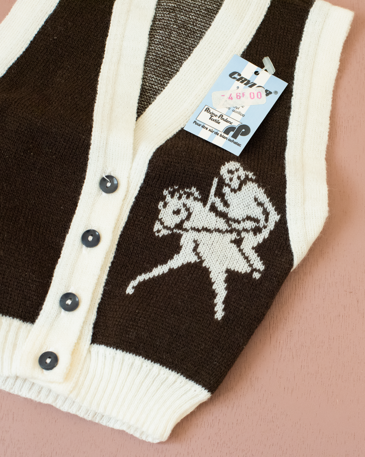 Brown vest with horse and rider | Deadstock from the 70s | 0-3 months