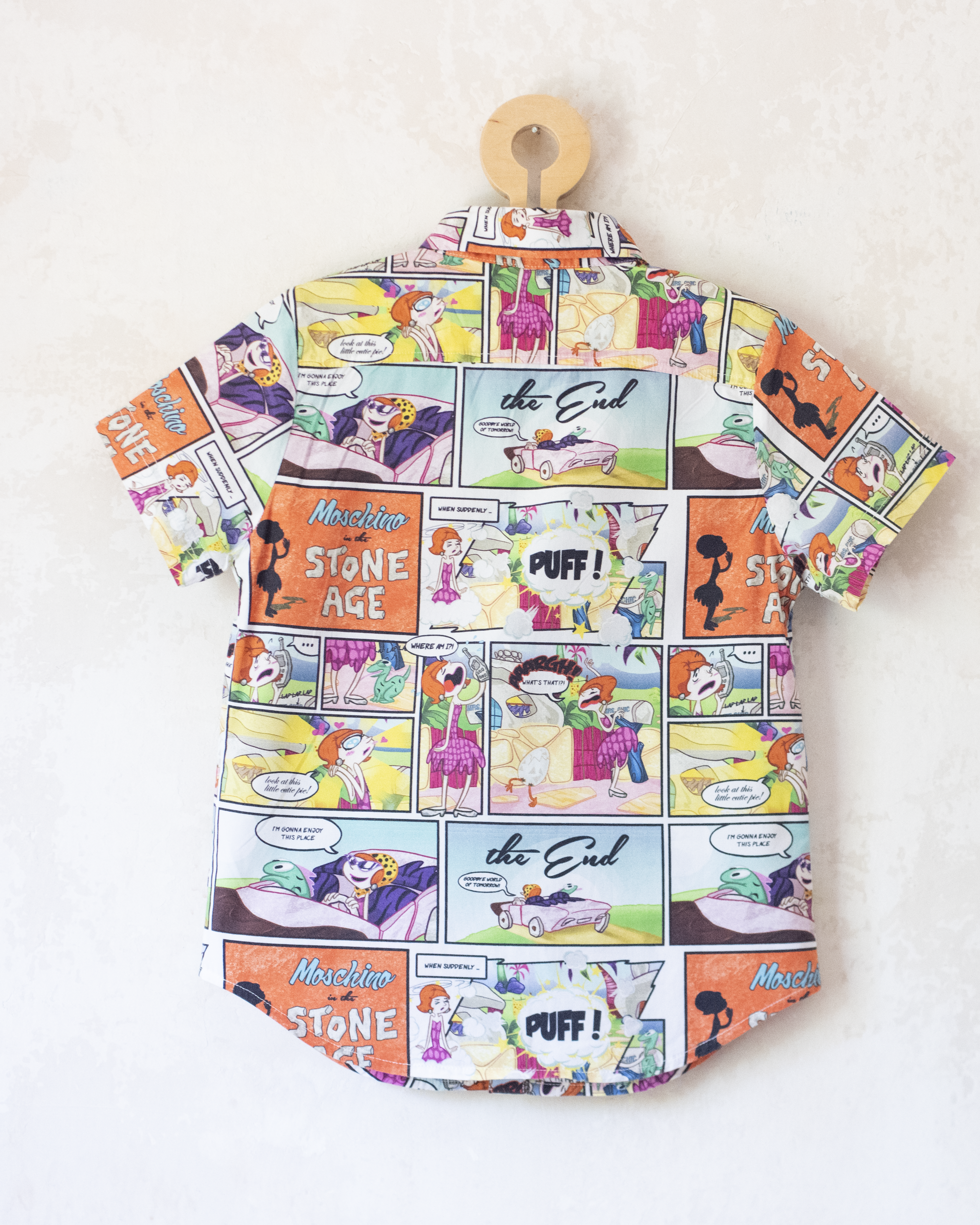 Button-down shirt with Flintstones comic prints | By Moschino | 6-7 years