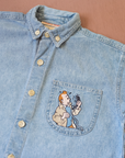 Tintin embroidered button-up denim shirt | 6-7 years